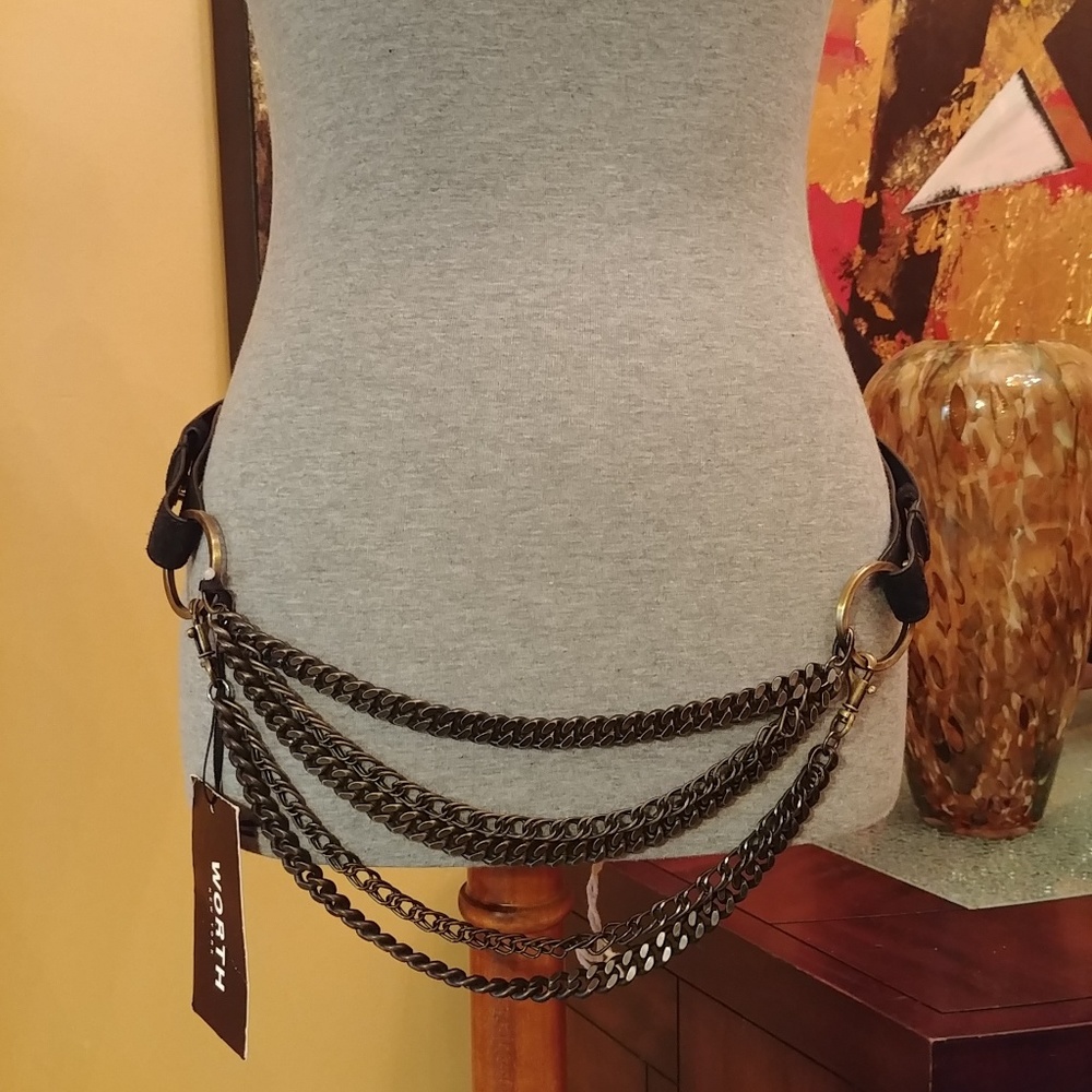 NWT WORTH Leather and chain belt reposh